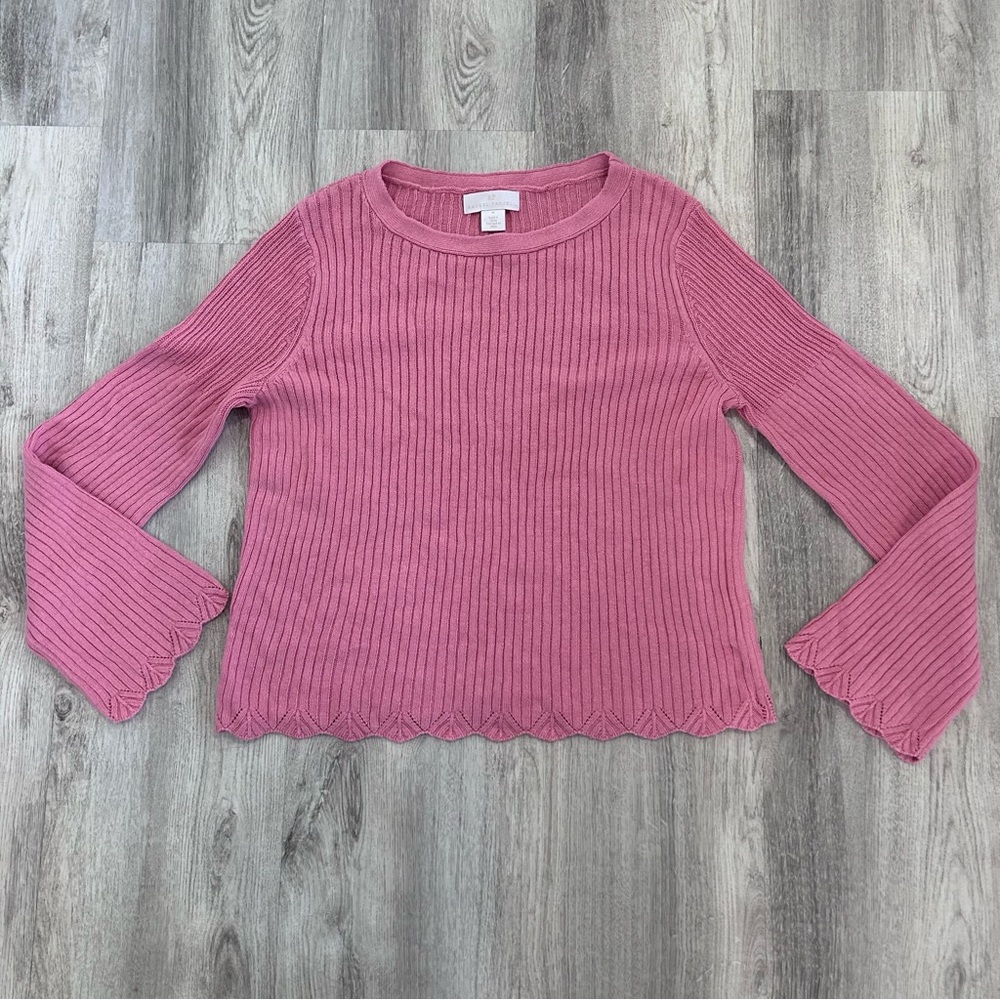 Rachel Parcell Bell Sleeve Sweater women’s M Linen Cotton Barbie Coastal Cowgirl